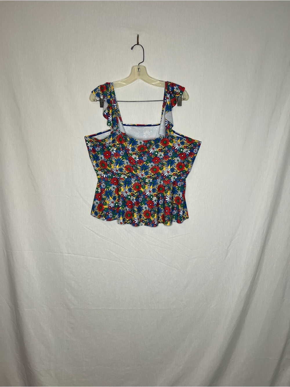 Plus Size Retro Daisy Floral Ruffle Tankini Swimsuit Set